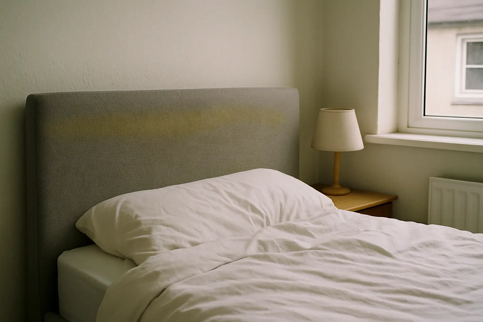 Photograph illustrating how to clean a fabric headboard safely