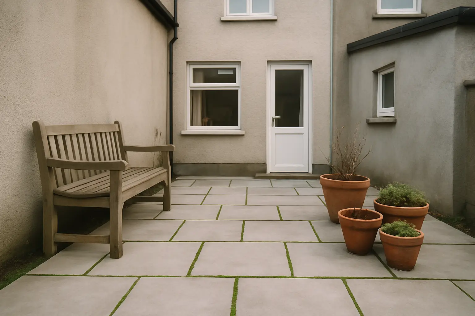 Photograph illustrating how to clean patio slabs without damaging them