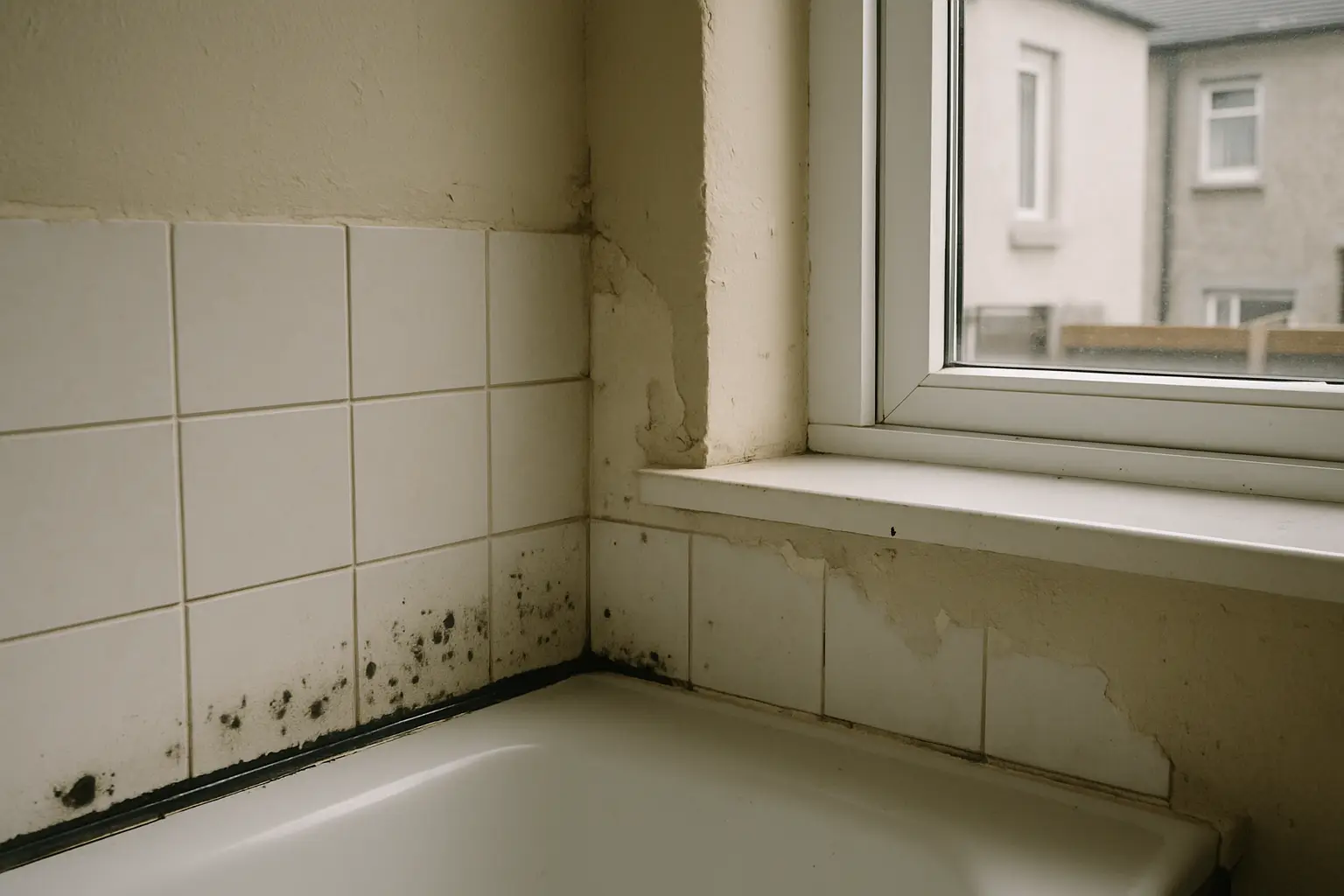 Photograph illustrating how to get rid of bathroom mould and stop it returning